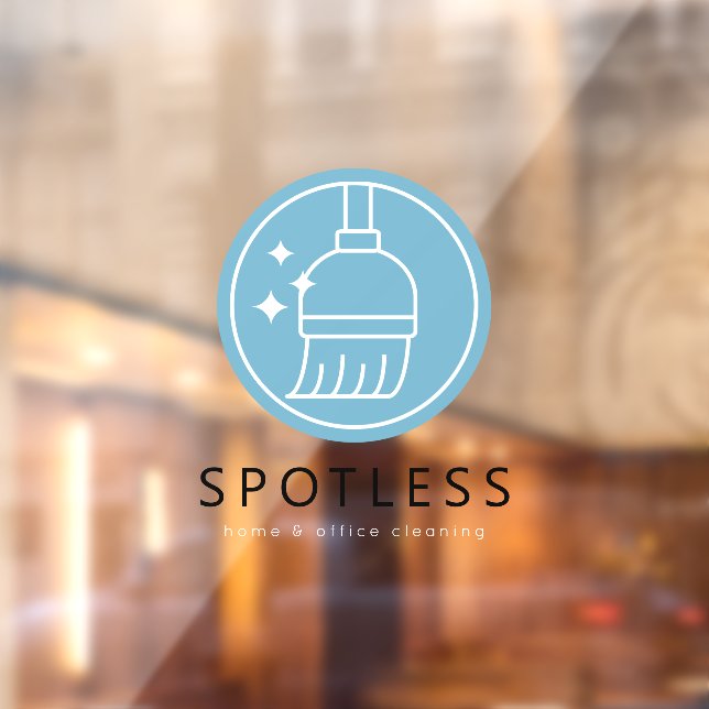 Vinilos Para Cristales Modern Blue Broom Logo Cleaning Service (Hoja 2)