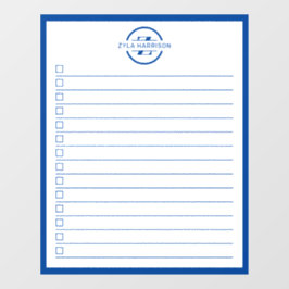 Vinilos Para Cristales Modern Blue Monogram Name To Do List