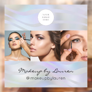 Vinilos Para Cristales Modern Holographic Black Script Logo Photo