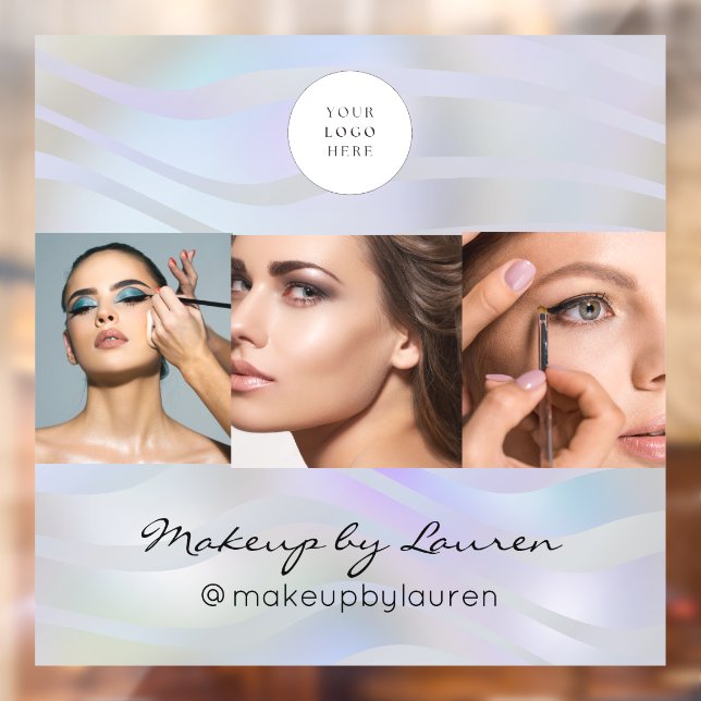 Vinilos Para Cristales Modern Holographic Black Script Logo Photo (Hoja 2)