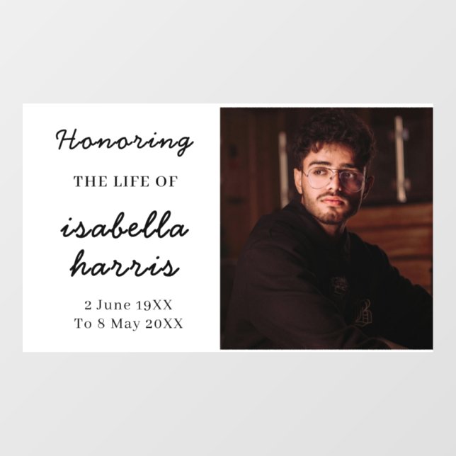 Vinilos Para Cristales Modern Memorial Celebration of Life Design (Hoja)