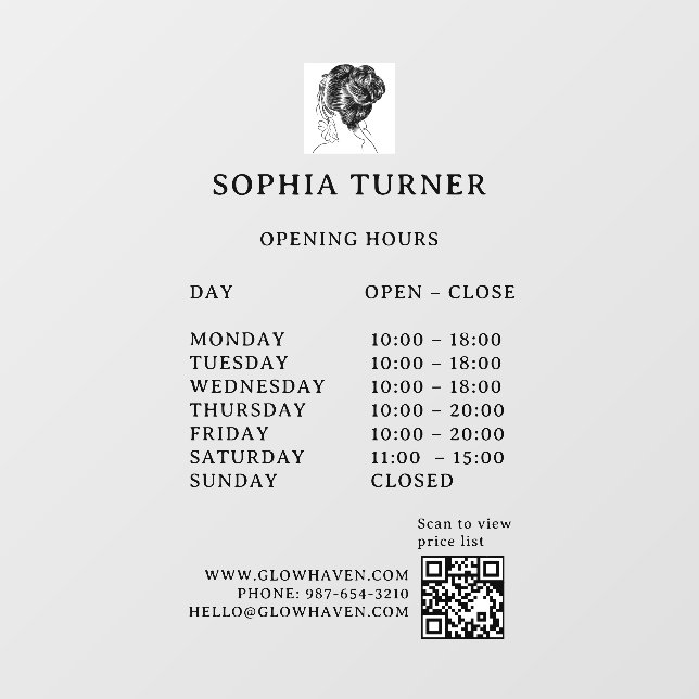 Vinilos Para Cristales Modern Woman Logo QR Code Business Window  (Hoja)