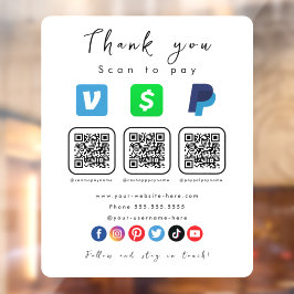Vinilos Para Cristales Moderna aplicación de pago de Venmo Cash multi QR 