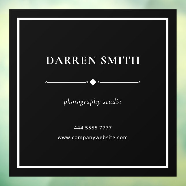 Vinilos Para Cristales Moderna oficina de negocios Nombre blanco en negro (Hoja 3)