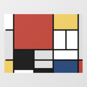 Vinilos Para Cristales Mondrian Pintura de Plano Rojo Amarillo Azul Gris