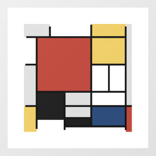 Vinilos Para Cristales Mondrian Pintura de Plano Rojo Amarillo Azul Gris