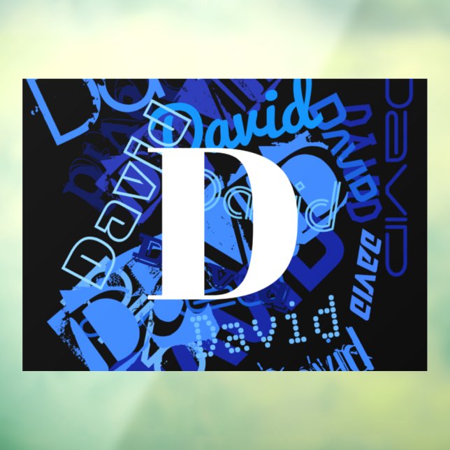 Vinilos Para Cristales Monograma azul creativo (Hoja 3)