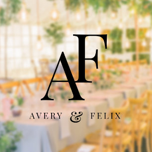 Vinilos Para Cristales Monograma boda Elegante Simple Mínimo