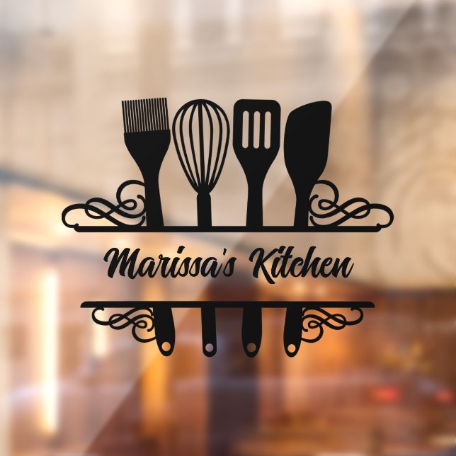 Vinilos Para Cristales Monograma de cocina personalizado dividido (Hoja 2)