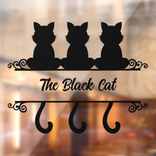 Vinilos Para Cristales Monograma de gato negro derramado personalizado