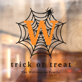 Vinilos Para Cristales Monograma de telaraña de Halloween para truco o tr