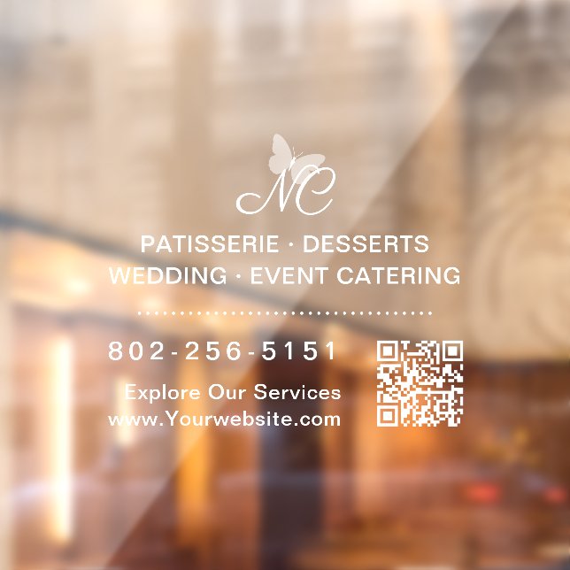 Vinilos Para Cristales Monograma elegante de código QR de número de teléf (Hoja 2)