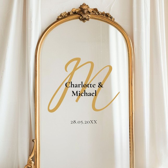 Vinilos Para Cristales Monograma específico del cliente, simple, elegante (Customer specific, simple, elegant, monogram, wedding, window cling with your names and date.)