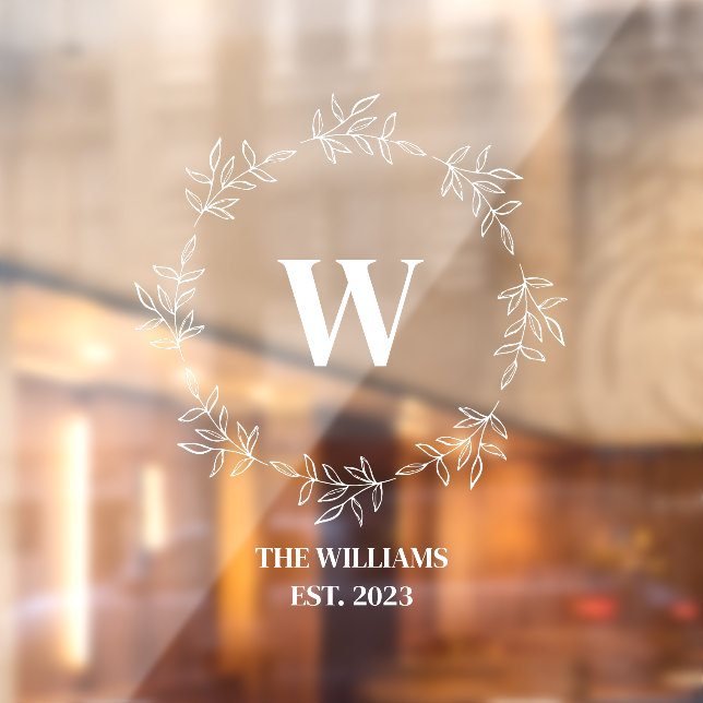 Vinilos Para Cristales Monograma Floral Wreath Family Café Office (Hoja 2)