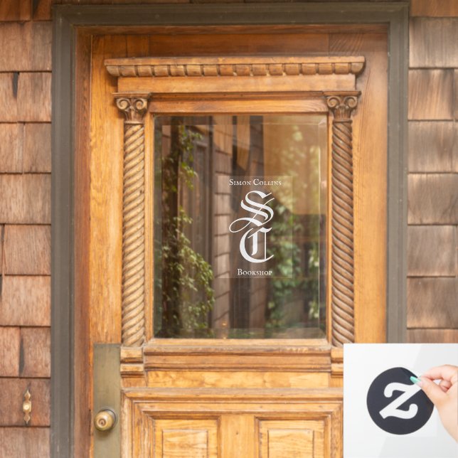 Vinilos Para Cristales Monograma gótico blanco Marcador medieval (Puerta de casa)