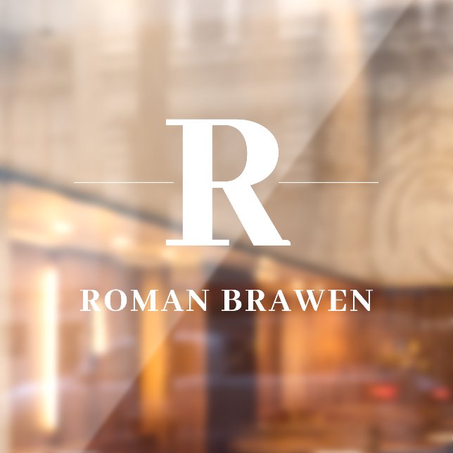 Vinilos Para Cristales Monograma | Placa de nombre moderna elegante minim (Hoja 2)