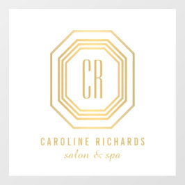 Vinilos Para Cristales Monograma Vintage Art Deco Oro/Blanco