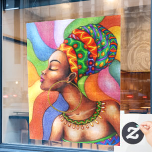 Vinilos Para Cristales Mujer africana con tejidos tradicionales de cera