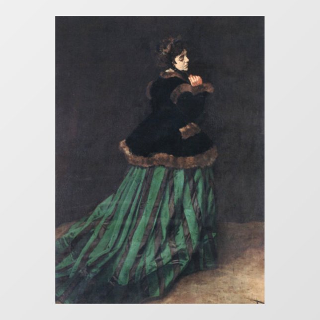 Vinilos Para Cristales Mujer Monet con vestido verde (Hoja)