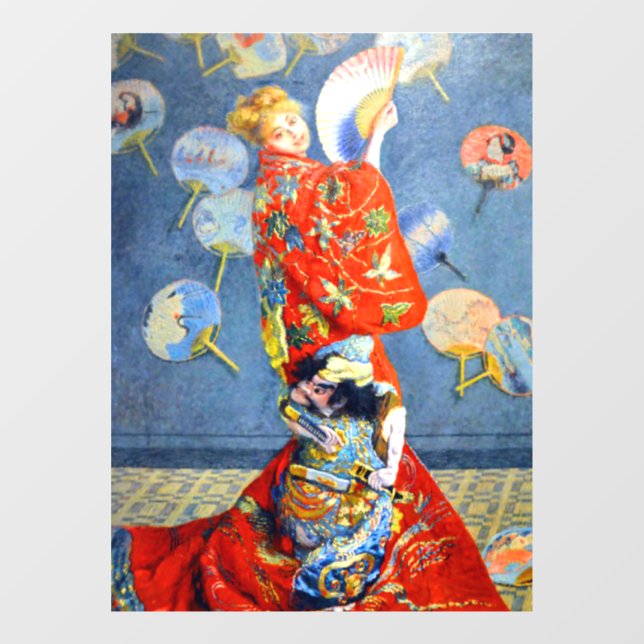 Vinilos Para Cristales Mujer Monet en traje japonés (Hoja)