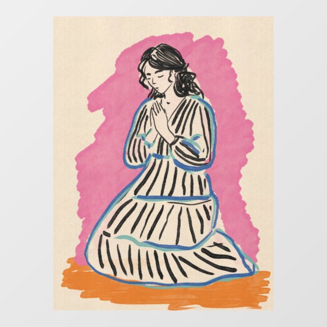 Vinilos Para Cristales Mujer rezando (Hoja)