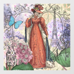 Vinilos Para Cristales Mujer victoriana de moda colorida roja