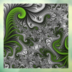 Vinilos Para Cristales Mundo de fantasía verde y gris arte abstracto frac