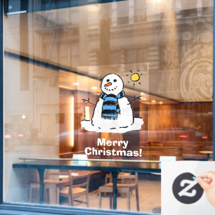 Vinilos Para Cristales Muñeco de nieve con Feliz Navidad