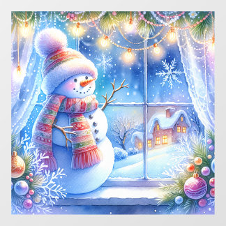 Vinilos Para Cristales Muñeco de Nieve de Navidad para Ventana Adhesivo