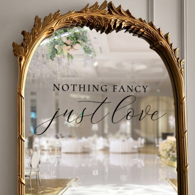 Vinilos Para Cristales Nada Fancy Love Just Love Moda Black Script Boda (Nothing Fancy Just Love Chic Black Script Wedding Window Cling)