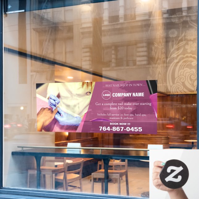 Vinilos Para Cristales Nail Salon Editable Personalizado Ventana Cling (Ventana de cafetería)