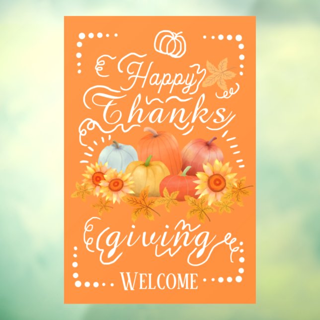 Vinilos Para Cristales Naranja de calabaza otoñal (Hoja 3)