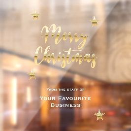 Vinilos Para Cristales Navidad alegre elegante metálico dorado blanco