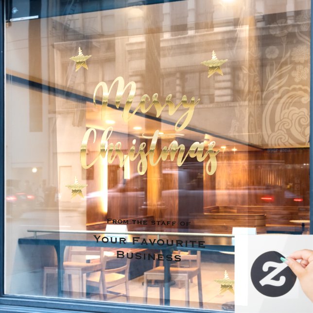 Vinilos Para Cristales Navidad elegante metálico dorado y negro (Ventana de cafetería)