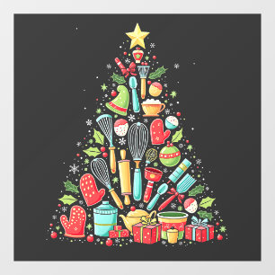 Vinilos Para Cristales Navidad Tree Baking Chef Cook Xmas