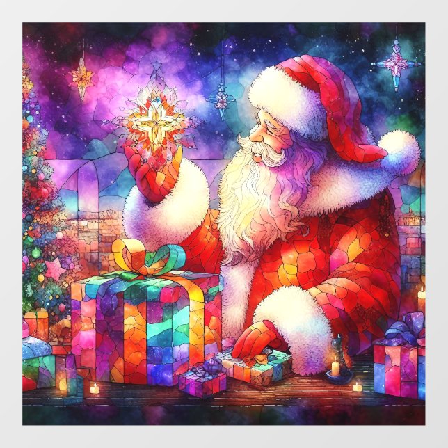 Vinilos Para Cristales Navidades Acuarela Vidrio Manchado Cling (Hoja)