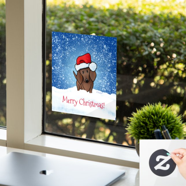 Vinilos Para Cristales Navidades Dachshund Window Cling (Oficina)