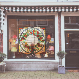 Vinilos Para Cristales Navidades De Faux StainGlass Wreath Large