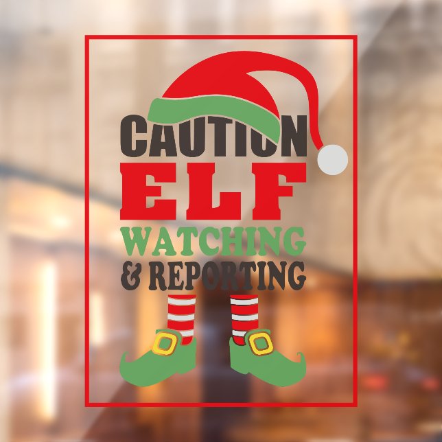 Vinilos Para Cristales Navidades de Fun CAUTION ELF WATCHING (Hoja 2)