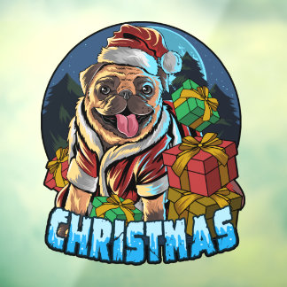 Vinilos Para Cristales Navidades de Ilustracion gráfico Pug