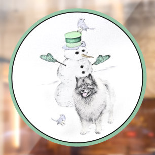 Vinilos Para Cristales Navidades de Keeshond Snowman pinta arte de perro