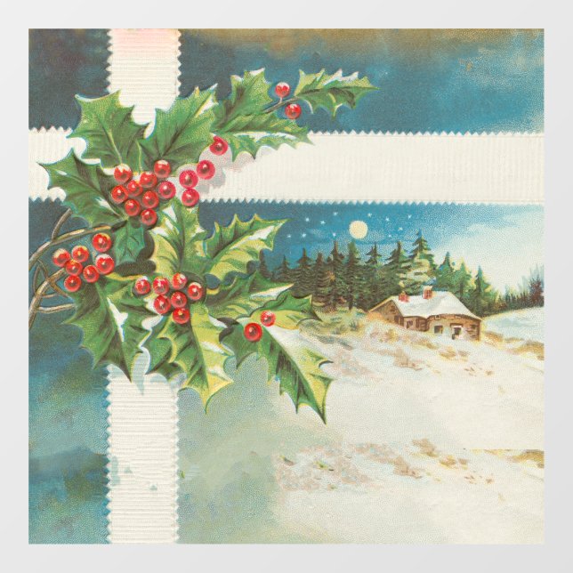 Vinilos Para Cristales Navidades de la escena Holly Snow Winter (Hoja)