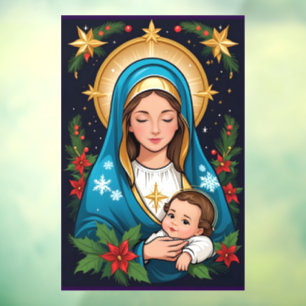 Vinilos Para Cristales Navidades de la Virgen María Católica