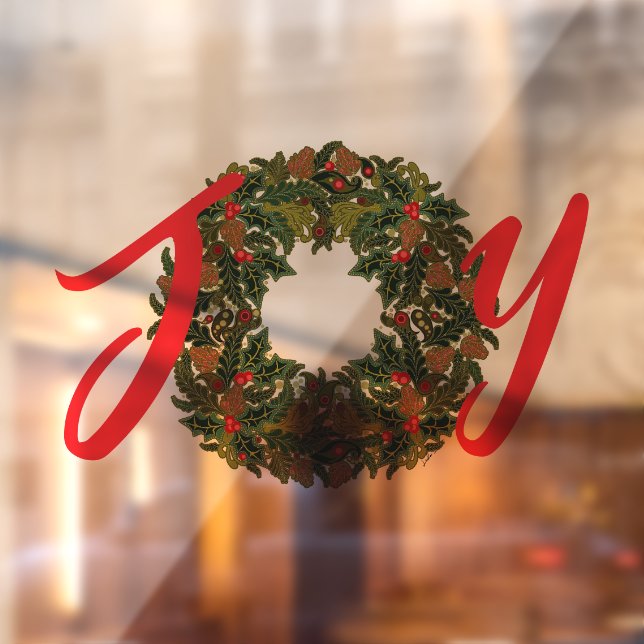 Vinilos Para Cristales Navidades de Paisley Navidades Wreath JOY (Hoja 2)