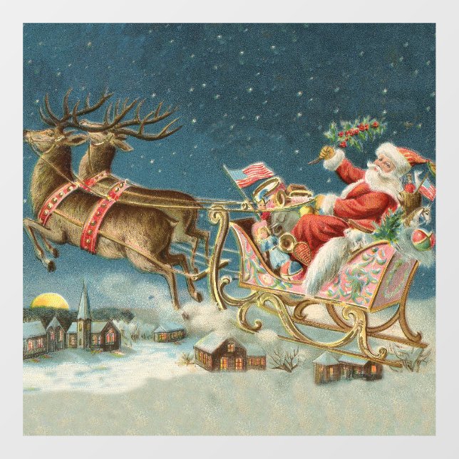 Vinilos Para Cristales Navidades de Santa Claus Renos de la Antigüedad de (Hoja)