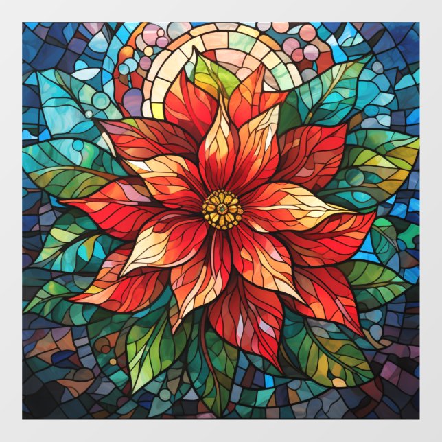 Vinilos Para Cristales Navidades de vidrio templado flor rojo Poinsettia (Hoja)