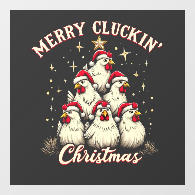 Vinilos Para Cristales Navidades del Merry Clucking Ropa Funny (Hoja)