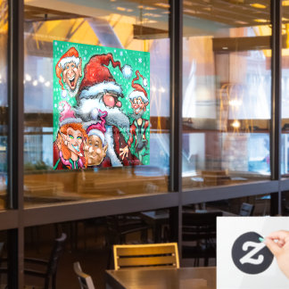 Vinilos Para Cristales Navidades Elves y Santa Window Cling