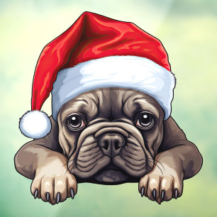 Vinilos Para Cristales Navidades festivos Bulldog francés Ventana de llam