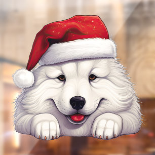 Vinilos Para Cristales Navidades festivos Samoyed Window Cling